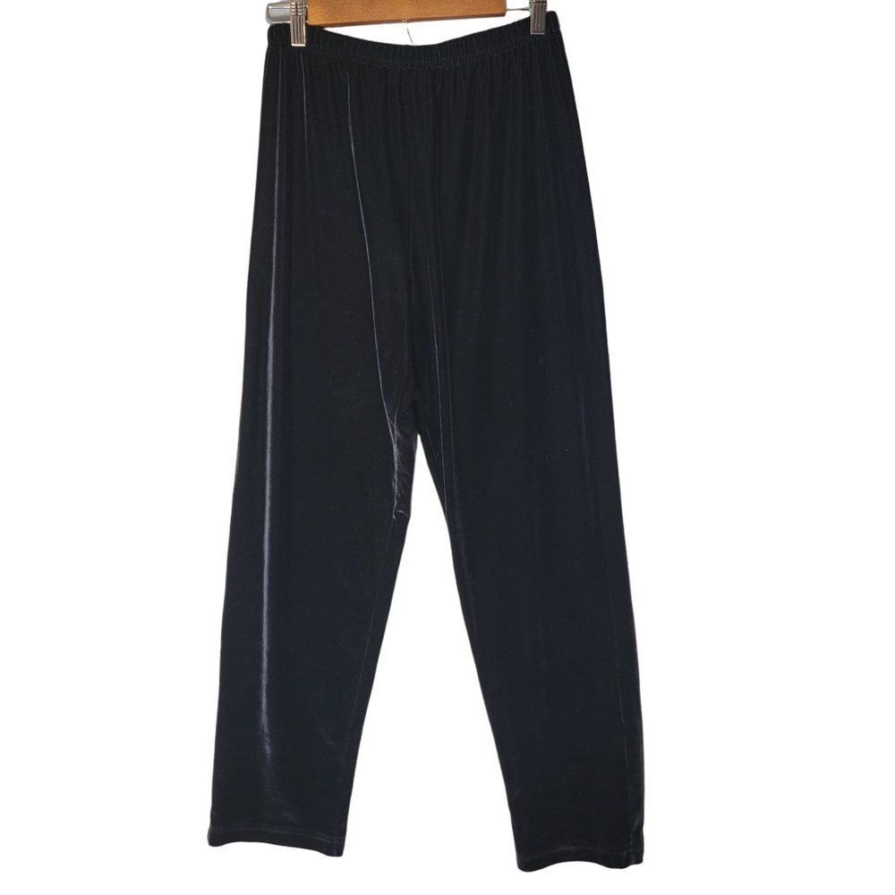 Susan Miller Velour Pants Womens 26X29 Pull On Stretch Waist Straight‎ Leg Black